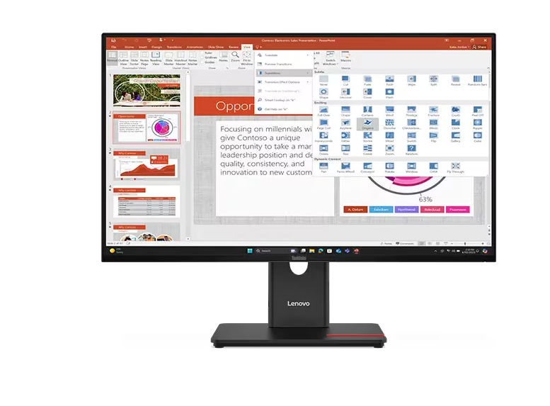 Lenovo ThinkVision T27-40 27" LED Monitor | Full HD (1920×1080), 120Hz, IPS, 4ms, 300cd/m², 16.7 million colors, 99% sRGB, WLED, 1×HDMI 1.4, 1×DisplayPort 1.2, 1×VGA, USB Ports, Eclipse Black
