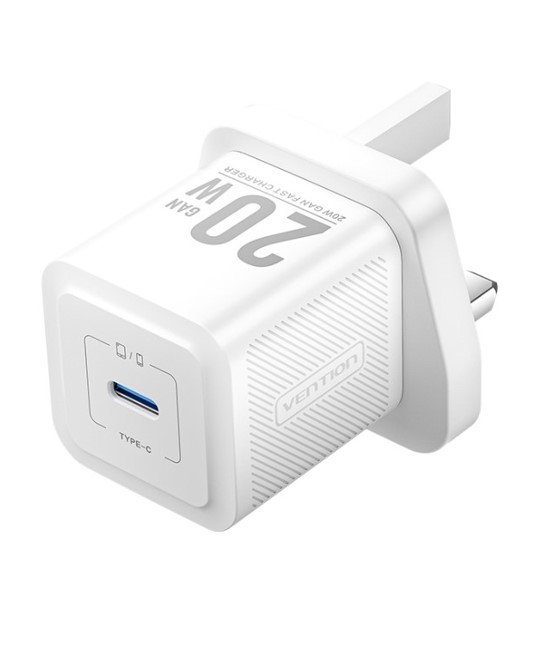 Vention® 1-Port USB-C Wall Charger (20W) UK-Plug White (FEPW0-UK)
