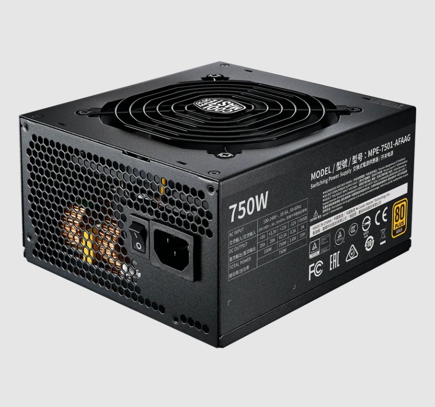 Cooler Master MWE Gold 750 V2, 750W Full Modular 80 Plus Gold ATX Power Supply (MPE-7501-AFAAG-3EUK)
