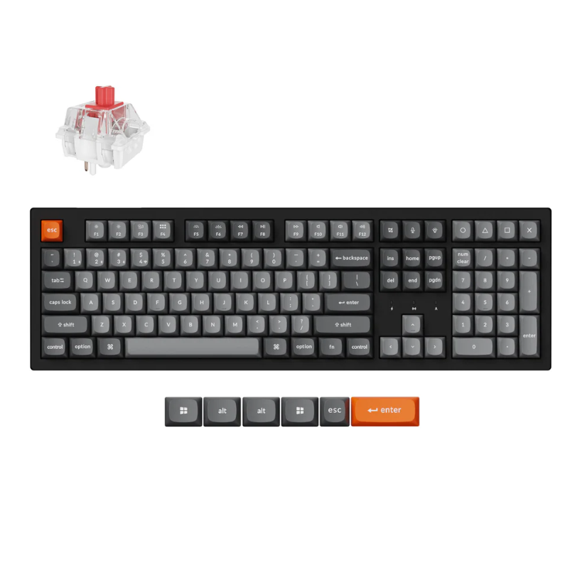 Keychron K10 Max QMK Wireless RGB Backlight (Hot-Swappable) Mechanical Keyboard - Super Red Switch / Black (K10M-H1)