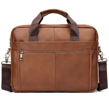 MVN Men Premium Unisex Leather Business Travel Office Laptop Bag (8572) - Brown