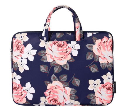 White Rose Pattern Laptop Case Computer Liner Bag With Handle (H40-B01) - Blue