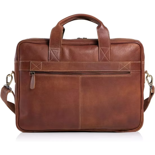 Retro Casual Premium Unisex Leather Business Travel Office Laptop Bag (5063) - Yellow Brown