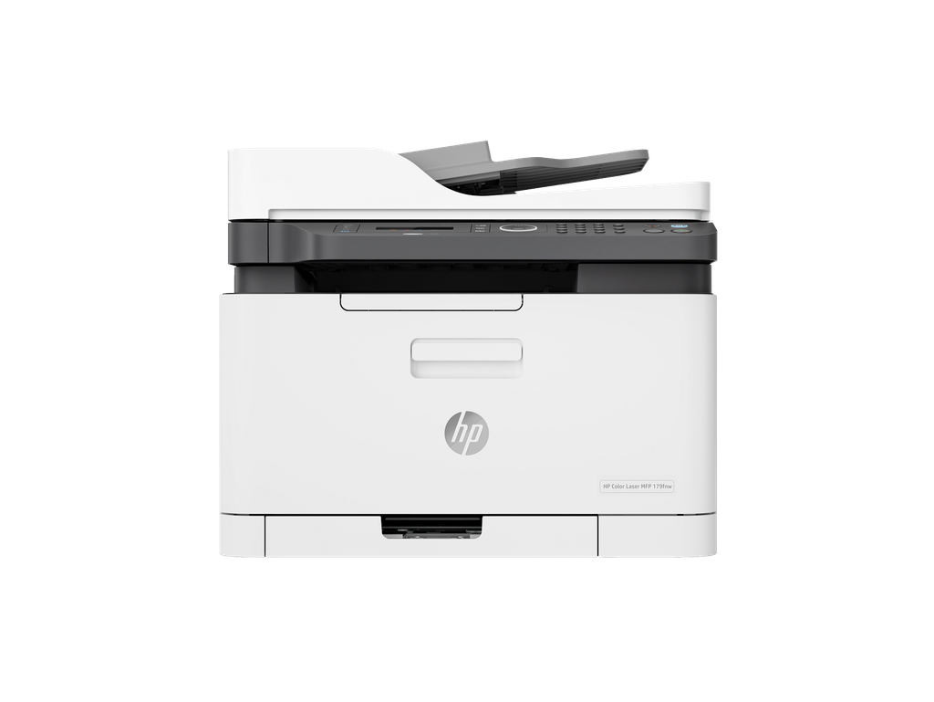 HP Color Laser MFP 179fnw | Functions: Print, Scan, Copy, Fax; Up to 600 x 600 dpi Print, USB, Network, Wireless & WiFi Direct, Up to 4ppm Colour Print, Up to 18ppm Mono Print, 40 Sheet ADF, Up to 20,000 Pages/Month, HP 120A Imaging Drum, HP 119A CYMK Toner