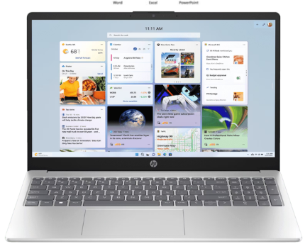 HP 15-fd2120TU Laptop (D4QV0PA) | Intel® Core™ Ultra 7 255U, 16GB DDR5 5600MT/s RAM, 512GB PCIe® NVMe SSD, 15.6" FHD (1920 x 1080), IPS, Intel® Graphics, M365 Basic + Office Home 2024, Windows 11 Home, Natural Silver