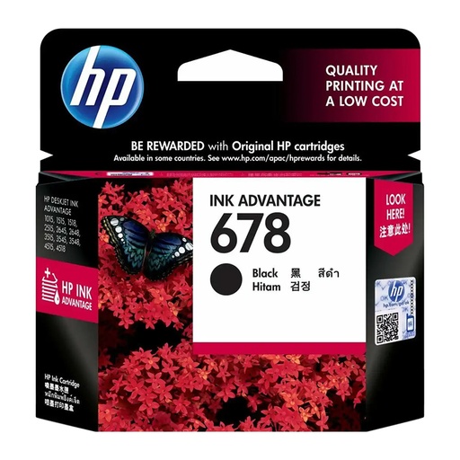 [CTG1591] HP 678 Black Original Ink Advantage Cartridge (CZ107AA)