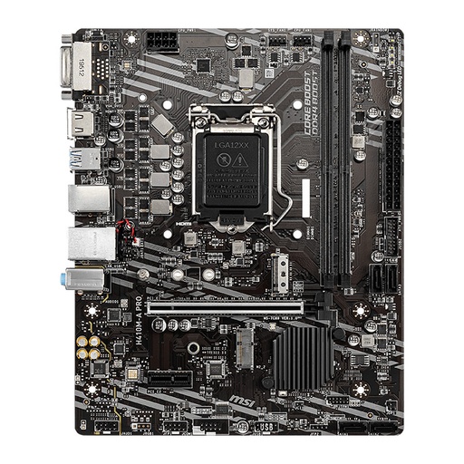 [MBD627] MSI H410M-A PRO ProSeries Motherboard (mATX, 10th Gen Intel Core, LGA 1200 Socket, DDR4, M.2 Slot, USB 3.2 Gen 1, 2.5G LAN, DVI/HDMI)