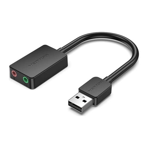 [SC133] Vention® 2-port USB External Sound Card 0.15M Black (CDYB0)