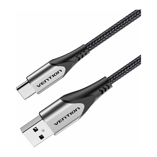 [CBL1192] Vention® Cotton Braided USB 2.0 A Male to USB C Male 3A Cable 0.5M Gray Aluminum Alloy Type (CODHD)