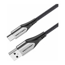 Vention® Cotton Braided USB 2.0 A Male to USB C Male 3A Cable 1m Gray Aluminum Alloy Type (CODHF)