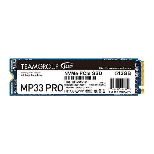 [HDD1205] TEAMGROUP MP33 PRO NVMe PCIe Gen3x4 M.2 2280 SSD 512GB