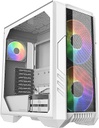 Cooler Master HAF 500 High Airflow ATX Mid-Tower with Mesh Front Panel, Dual 200mm Customizable ARGB Lighting Fans, Rotatable GPU Fan, USB 3.2 Gen 2 Type C, Tempered Glass - White (H500-WGNN-S00)
