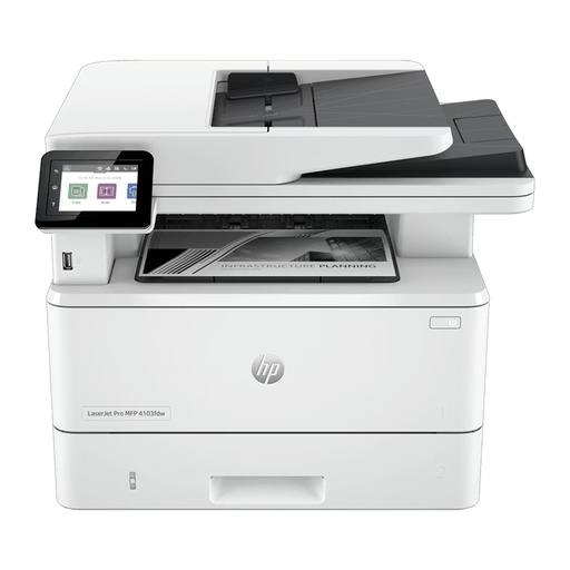 [PRT1099] HP LaserJet Pro MFP 4103fdw - Functions: Print, Copy, Scan, fax; Printing Colors: Black &amp; White , Print Speed: Up to 40 ppm; Print Quality: 1200 dpi; Duplex: Automatic; Media Sizes: A4; A5; A6; B5; Duty Cycle: Up to 80,000 pages; Toner: HP W1510A 151A