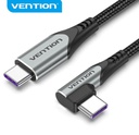 Vention® USB 2.0 C Male Right Angle to C Male 5A Cable 2M Gray Aluminum Alloy Type (TAKHH)