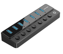 Vention® USB B 3.0 to USB 3.0 x7 Hub with Individual Power Switches and DC 5.5mm Power Adapter EU-Plug Black (CHXB0-CN)